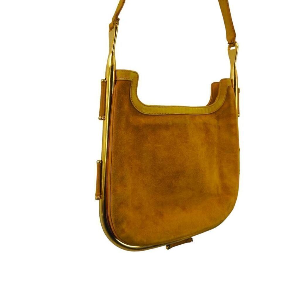 Very Rare Tan Vintage Gucci Collector Bag with Gold Wrap Around Bar Hardware - Picture 3 of 12